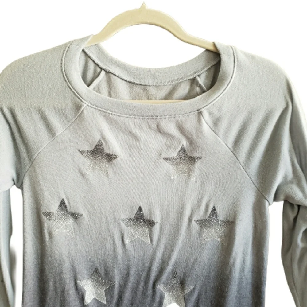 Justice Sweater Girls Size 14 Grey Blue Star Long Sleeve